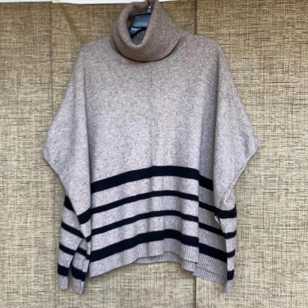 Tahari wool yak hair blend poncho sweater